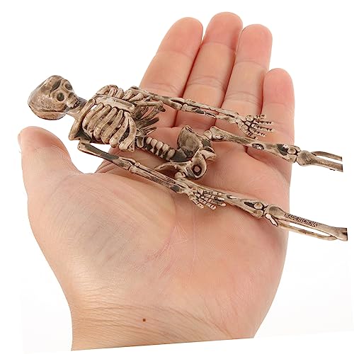Abaodam 16 Stück Teiliges Mini Skelett mit Flexiblen Gelenken Realistische Halloween Deko Figurinen Gruselige Puppenhaus Accessoires Stilvolle Horror Landschaftsdekoration von Abaodam
