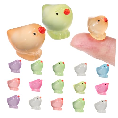 Abaodam 18 Stück Leuchtend Gelbe Hühner Kükenfiguren Aus Kunstharz Hühnerspielzeug Kleines Hühnerhaus Hühnerfutterspender Küken Miniaturfiguren Mini Babys Kleine Hühnerfiguren von Abaodam