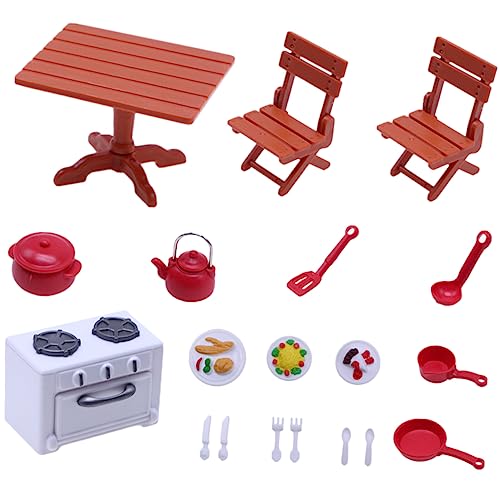 Abaodam 19 Stück Teiliges Puppenhaus Mini Küchenutensilien Realistische Miniatur Küchenzubehör für Puppenhaus Dekoration Sichere Detailreiche Mini Küchengeräte von Abaodam