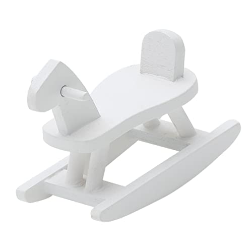Abaodam 1Pc Puppenhaus Mini Pferde Kleines Puppenhaus Steckenpferd Kindergarten Mini Mini Ornament Modell Holz Weiß von Abaodam
