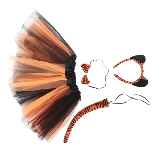 Abaodam 1Satz Cosplay Tiger Kostüm Set Tierohren Haarband mit Rock und Schleife für Halloween Karneval und Partys Teiliges Kostümzubehör von Abaodam