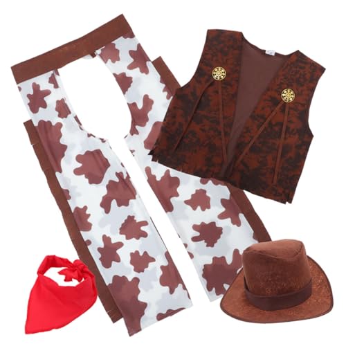 Abaodam 1Satz Cowboykostüm Set für Jungen Teiliges Halloween Outfit mit Westernhut und Bandana für Cosplay Wahl für Themenpartys und Outdoor Veranstaltungen von Abaodam