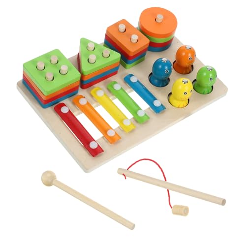 Abaodam 1Satz Holz Stapelspielzeug für Kleinkinder Formsortierspielzeug und Angelspiel für Feinmotorik für Lernaktivitäten zur Formen und Farberkennung von Abaodam