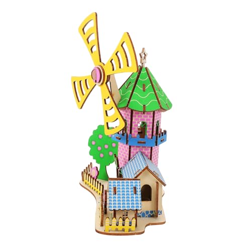 Abaodam 1satz Holzpuzzle Windmühlenhaus Bausatz Holzmodell Für Kreatives Zum Basteln Robust Und Langlebig Leicht Zusammenzubauen Für Dekoration Und Spiel von Abaodam