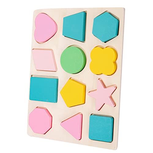 Abaodam 1Satz Holzpuzzle Für Kleinkinder Geometrisches Formensortierspielzeug Lernspielzeug Zur Farberkennung Und Motorischen Für Ab Jahr Hölzerne Rätsel von Abaodam