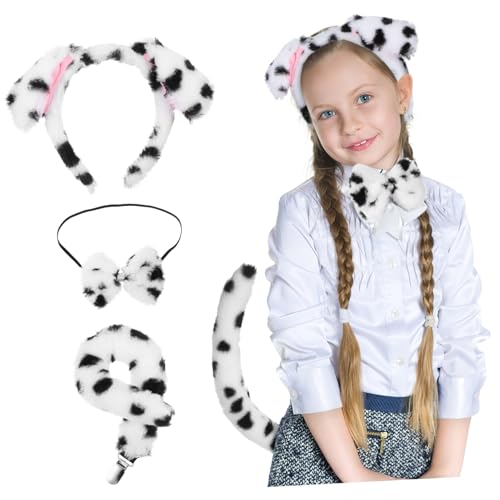 Abaodam 1Satz Hundekostüm Set für Erwachsene und Teiliges Tier Cosplay mit Stirnband Fliege und für Halloween Fasching und Mottopartys von Abaodam