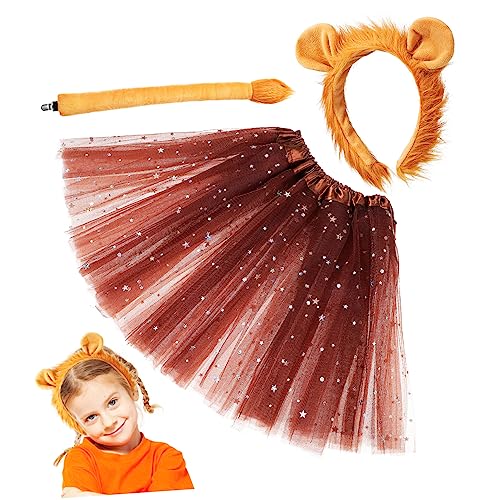 Abaodam 1Satz Löwenkostüm Set Für Teiliges Kostüm Mit Stirnband Und Tutu Rock Für Halloween Karneval Und Tier Themenpartys Bezauberndes Accessoire Für Cosplay von Abaodam