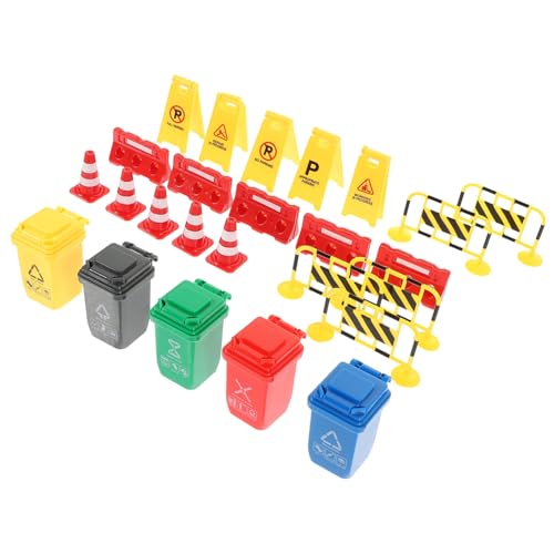 Abaodam 1Satz Miniatur Verkehrszeichen Spielset für Teiliges Lernspielzeug mit Straßensperren Warnschildern und Verkehrsobjekten zur Frühen von Verkehrssicherheit und von Abaodam