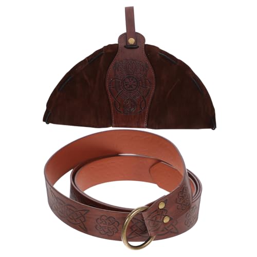 Abaodam 1Satz Mittelalterlicher Gürtel mit Gürteltasche Cosplay Zubehör für Renaissance Braunes Drachen Set für Halloween und Bühnenauftritte von Abaodam