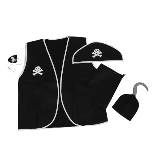Abaodam 1Satz Piratenkostüm Requisiten für Halloween Cosplay Party Piratenhut Weste Hakenhand für Karneval und Themenfeiern Teiliges für Unvergessliche Erlebnisse von Abaodam