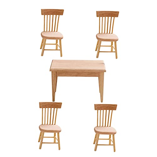 Abaodam Miniatur Möbel für Puppenhaus 5 Stück Holz Tisch Stuhl Simulierte Möbel für Kleiner Haus Dekoration für Kleiner Küchen und Esszimmer Abaodam Miniatur Möbel für Puppenhaus 5 Stück Holz Tisch Stuhl Simulierte Möbel für Kleiner Haus Dekoration für Kleiner Küchen und Esszimmer von Abaodam