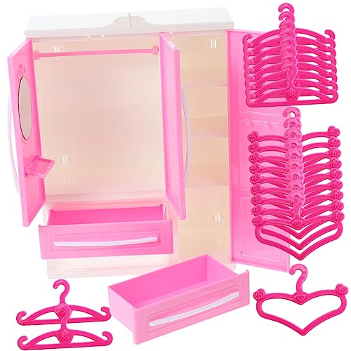 Abaodam 1Satz Puppenschrank mit Miniatur Garderobe für Puppen Kleiderbügeln Herzform und Gerader Form für Kreative Kinderzimmerdekoration von Abaodam