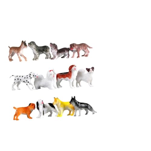 Abaodam PET Hund Modell 12 Stück Kleiner Hunde Simulation Spielzeug Dekoration für Kinder und Schreibtisch Lebensechte Hundemodelle aus Kunststoff Kreatives Spielzeug für Frühe Entwicklung von Abaodam