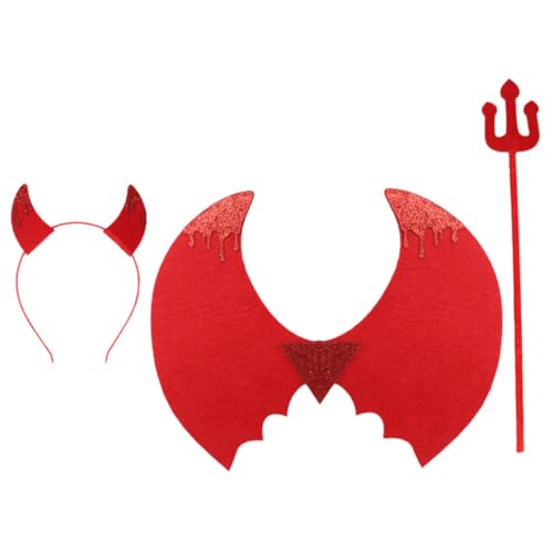 Abaodam 1Satz Teufel Kostüm für Teiliges Halloween Zubehör mit Teufelsflügeln für Kostümpartys Rollenspiele und Bühnenauftritte Leuchtende Farben Bequem und Einfach von Abaodam