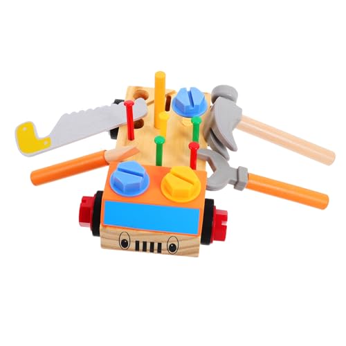 Abaodam 1Satz Werkzeugauto für Montessori Kognitionsspielzeug Holz Reparaturset mit Schraubendreher Pädagogisches für Drinnen und Draußen Fördert Praktische Fähigkeiten von Abaodam