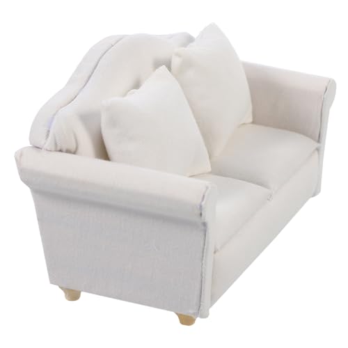 Abaodam Praktisches 1:12 Miniatur-Sofa Aus Weißem Stoff Mini-Miniatur Für Puppenhaus- von Abaodam