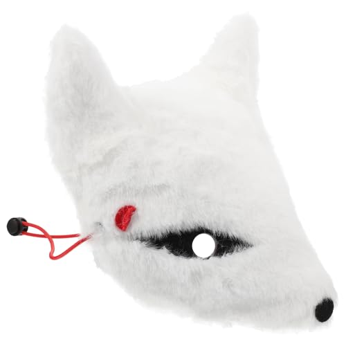 Abaodam 1Stk Plüsch-Fuchs-Maske Tierkostüm Kätzchen Kuscheltiere Stoffmaskerade pelziger Kopf halloween masken halloweenmaske einzigartige Maske Party-Masken-Requisite Kunststoff-PVC Weiß von Abaodam