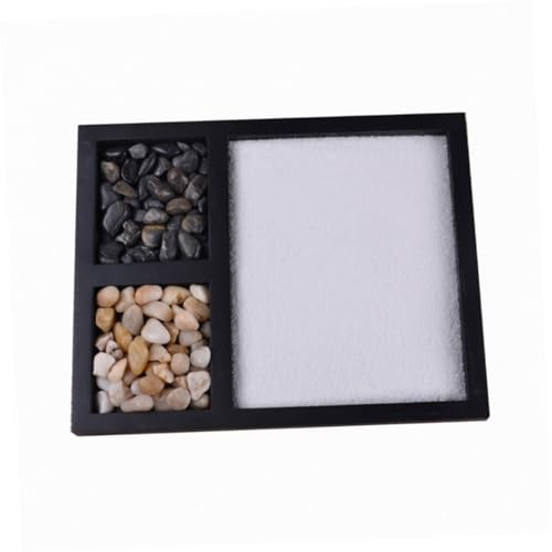 Abaodam 1Stück Zen Garten Sandgarten mit Rechen Handgefertigter Meditationssandgarten für Schreibtisch Büro und Zuhause Elegantes Deko Element von Abaodam