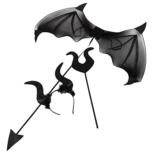 Abaodam 1satz Halloween Teufel Kostüm Set Mit Teufelshörnern Flügeln Und Zauberstab Teiliges Set Für Partys Und Kostüme Für Halloween-Dekoration Und Rollenspiele von Abaodam