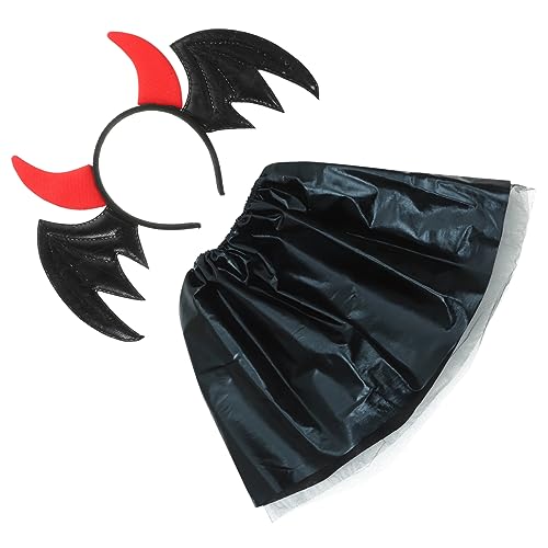 Abaodam 1satz Halloween-kostümzubehör Teufelshörner Haarreif Und Fledermaus-haarband Mit Passendem Rock Für Unvergessliche Halloween-partys von Abaodam