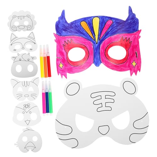 Abaodam 1satz Papierspielfiguren Leere Masken Zum Ausmalen Für Halloween Karneval Und Kreative Bastelaktivitäten Mit Stiften von Abaodam