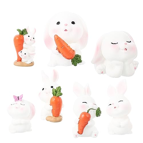 Abaodam 1set Cartoon-kaninchen-ornamente Ratte Maske Bären Meerschweinchenkäfig Plüsch Heu Gartendekoration Gartendeko Rostoptik Mikrolandschaft Hase Blumentopf Harz Kaninchen 7pcs von Abaodam