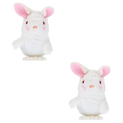 Abaodam 2 Kleine Weiße Kaninchenpuppen Plüschfiguren Spielzeugkörbe Gefüllte Hasenkörbe Laufende Kaninchen Babyspielzeug Spielzeug Für Kinder Ostern Aufziehspielzeug von Abaodam
