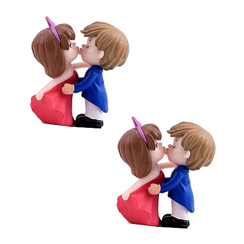 Abaodam 2 Paar Hochzeitsdekorationspuppe Mädchen Miniatur Hasen Dekorativ Figuren Fee dekoration schlafzimmer bedroom decoration küchendeko Kusspuppen-Statue Kusspuppendekoration Plastik von Abaodam
