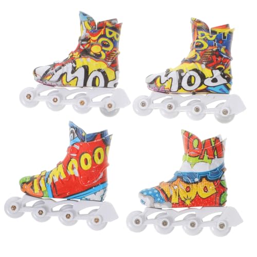 Abaodam 2 Paare Lifelike Finger Roller Skate Toy Mini Gleitschuhe aus Hochwertigem Kunststoff Tragbar Detailgetreu für Fingerkoordination Schreibtischdekoration und Freizeitspaß von Abaodam