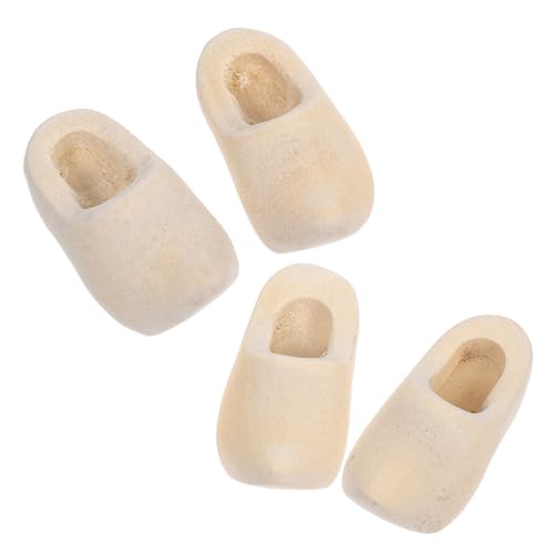 Abaodam 2 Paare Mini Holzschuhe Deko DIY Miniatur Holzschuhe für Puppenhaus Blanko Holzschuh Modelle für Kreative Gestaltung und Dekoration für Miniatur Landschaften von Abaodam