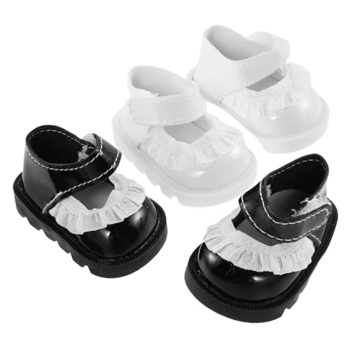 Abaodam 2 Paare Mini Puppenschuhe mit Spitzenbesatz Ersatz-schuhspielzeug für Puppen Miniatur Hausschuh-Dekoration Rollenspiel Zubehör für Puppenhaus Abaodam 2 Paare Mini Puppenschuhe mit Spitzenbesatz Ersatz-schuhspielzeug für Puppen Miniatur Hausschuh-Dekoration Rollenspiel Zubehör für Puppenhaus von Abaodam