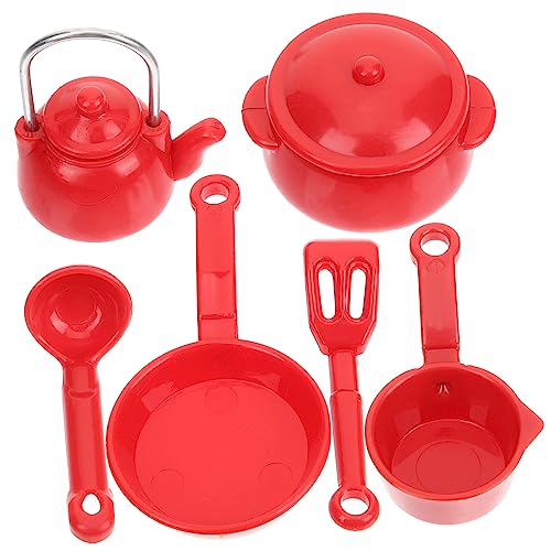 Abaodam 2 Packungen Mini-küchengeschirr Kinder Tun So, Als Würden Sie Spielzeug Spielen Kinderaccessoires Für Mädchen Küche Spielset Cosplay-zubehör Puppenhaus Küchenutensilien Rot Plastik von Abaodam