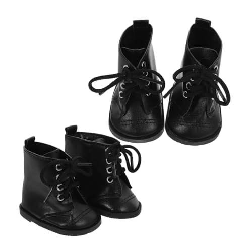 Abaodam 2 Pairs Mädchen Puppe Stiefel Schuhe Kleid Puppenhaus Mode Puppen Mädchen Blau Stiefel Pu Schwarz von Abaodam