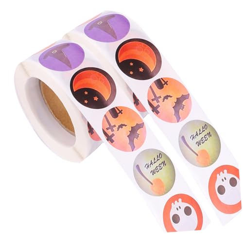 Abaodam 2 Rollen 1 Geschenkaufkleber Runder Siegelaufkleber Aufkleber Kleben Siegelaufkleber Halloween Lustiger Siegelaufkleber Aufkleber Siegel Weiß von Abaodam