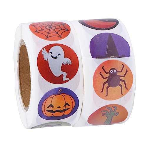 Abaodam 2 Rollen Halloween-Aufkleber-Tags Aufkleber Für Siegeletiketten Schrecklicher Etikettenaufkleber Verschiedene Halloween-Aufkleber Runde Etikettenaufkleber Lustige Aufkleber Papier von Abaodam