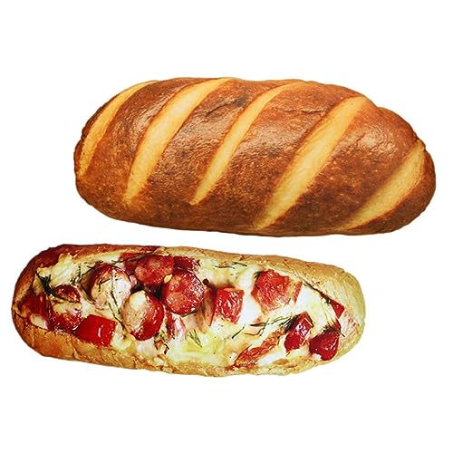 Abaodam 2 STK Simuliertes Brotkissen Gefälschtes Essen Brot Gefülltes Cartoon-plüschtier Simulation Brot Werfen Kinderspielzeug Kreative Puppen Schlafspielzeug Pp Baumwolle von Abaodam