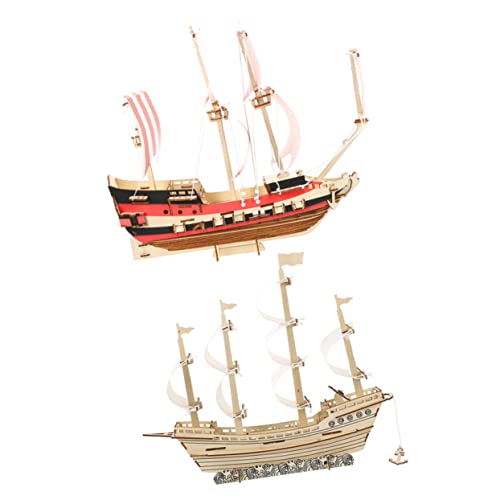 Abaodam 2 Sätze 3D-segelpuzzle Modellboote Zum Bauen Für Erwachsene 3D-segelboot-rätsel 3D-rätsel 3D-Puzzles Für Erwachsene 3D-Segelschiff-Puzzle- Modell Segelboot Holz von Abaodam