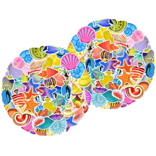 Abaodam 2 Sätze Aufkleber Der Ocean-Serie Hintergrundaufkleber Selber Machen Muschelaufkleber Meereslebewesen Aufkleber Meeresaufkleber Aufkleber Für Becher Hawaii-Aufkleber PVC von Abaodam