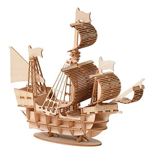 Abaodam 2 Sätze Hölzernes Segelbootmodell Für Jungen Holzpuzzle Holzhandwerksbaumodell Holz-segelboot-Modell-Puzzle Mechanisches Puzzle Seeschiff-Puzzle Kind Wagen Dekorationen Bambus von Abaodam