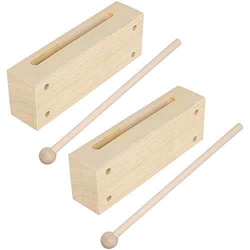 Abaodam 2 Sätze Holz Rhythmus Percussion Instrument Beech Wood Block mit Schlägel für Musikunterricht und Rhythmusklassen Handlich und Vielseitig von Abaodam