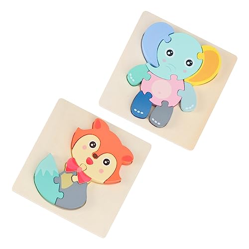 Abaodam 2 Sätze Holz Tier Puzzle Lustiges Passendes Puzzle Holzrätsel Holzpuzzle Für Kinderpuzzle Hölzern Colorful von Abaodam