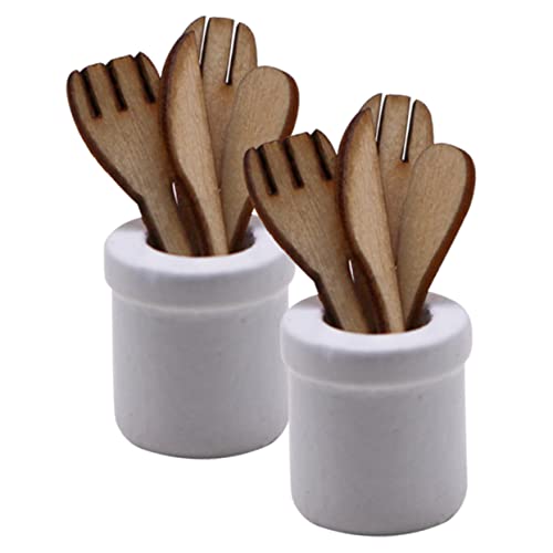 Abaodam 2 Sätze Mini -Küche Küchenutensilien Mini- -Küchenzubehör kleine Küchenutensilien Mini-Küchenutensil Miniatur-Puppenhauszubehör Mini-Puppenhauszubehör hölzern von Abaodam