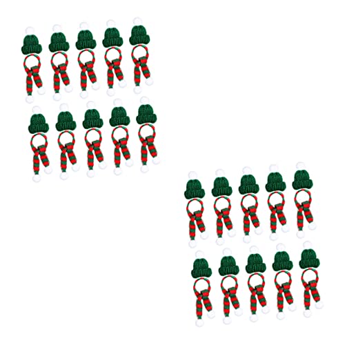 Abaodam 2 Sätze Mini-Mütze Schal Minihüte zum Basteln Mini-Weihnachtsmütze Pflanzendekor Kappen Weinflaschenabdeckung Weihnachts-Mini-Hut Garn Dekorationen Baby schmücken von Abaodam