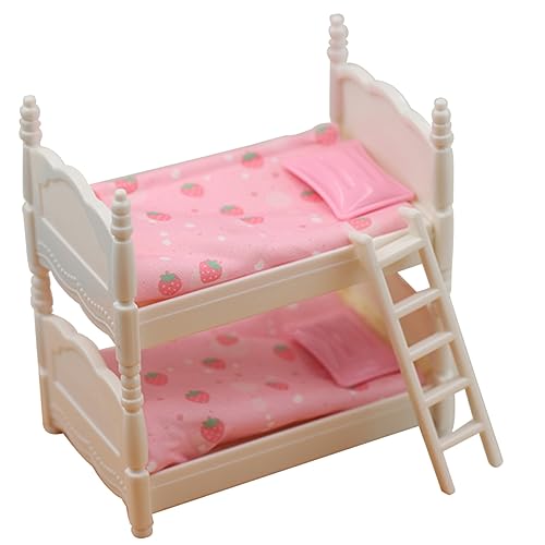 Abaodam 2 Sätze Mini-Schlafzimmerbett Puppenmöbel Schlafzimmer Doppelstockbett für Puppen Etagenbett Spielzeuge Miniatur-Möbelornament Puppenhausmöbel Requisiten das Bett von Abaodam