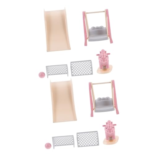 Abaodam 2 Sätze Miniatur Puppenhausmöbel mit Schaukel Rutsche Schaukelpferd und Fußballtor Detailreiche Mikroszenen Ornamente Vielseitig für DIY Puppenhaus Zubehör und Dekorative von Abaodam