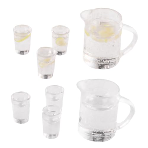 Abaodam 2 Sätze Miniatur Wasser Set Teiliges Zubehör für Puppenhäuser Realistische Kanne und Tassen für Lemonade und Wasser für Kreative Szenen und Dekorationen von Abaodam