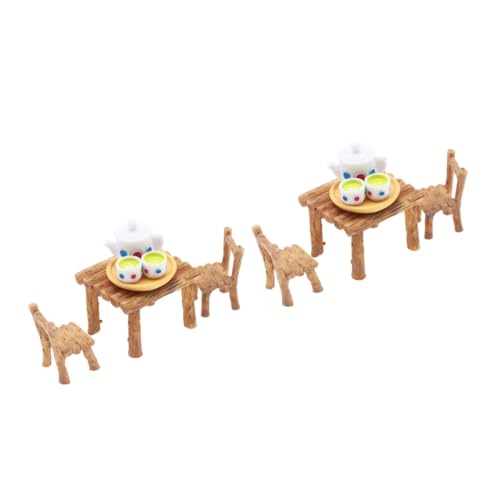 Abaodam 2 Sätze Miniatur-Teeservice Kindertisch und Stühle Miniaturen Wohnkultur Spielzeug Miniatur-Teekanne Mini-Puppenhaus-Dekor Haushalt Stuhl kleines Teeservice Tee Set von Abaodam