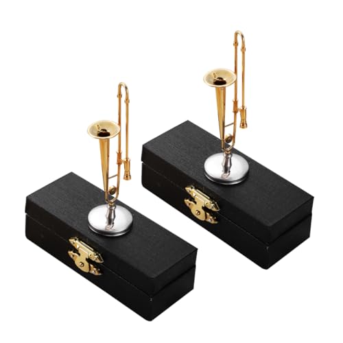 Abaodam 2 Sätze Miniaturposaune mit Schwarzem Etui und Ständer Detailgetreues Mini Musikinstrument für Schreibtisch Reise Puppenhausdekoration Teiliges Abaodam 2 Sätze Miniaturposaune mit Schwarzem Etui und Ständer Detailgetreues Mini Musikinstrument für Schreibtisch Reise Puppenhausdekoration Teiliges von Abaodam