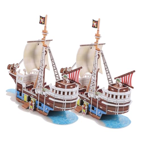 Abaodam 2 Sätze Piraten Schiff Puzzle Bausatz für Erwachsene Kreatives Segelboot Modell aus Papier Lernspielzeug Kreativität und Geduld für Erwachsene von Abaodam