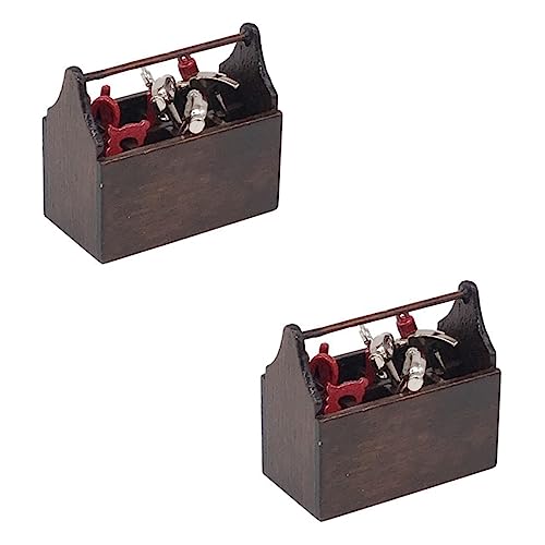 Abaodam Miniatur-puppenhaus- -Set 2er-Pack Mini-Familien-werkzeugkasten-Anzug-Modell Hellbraun Für Mini-szenen-Design von Abaodam